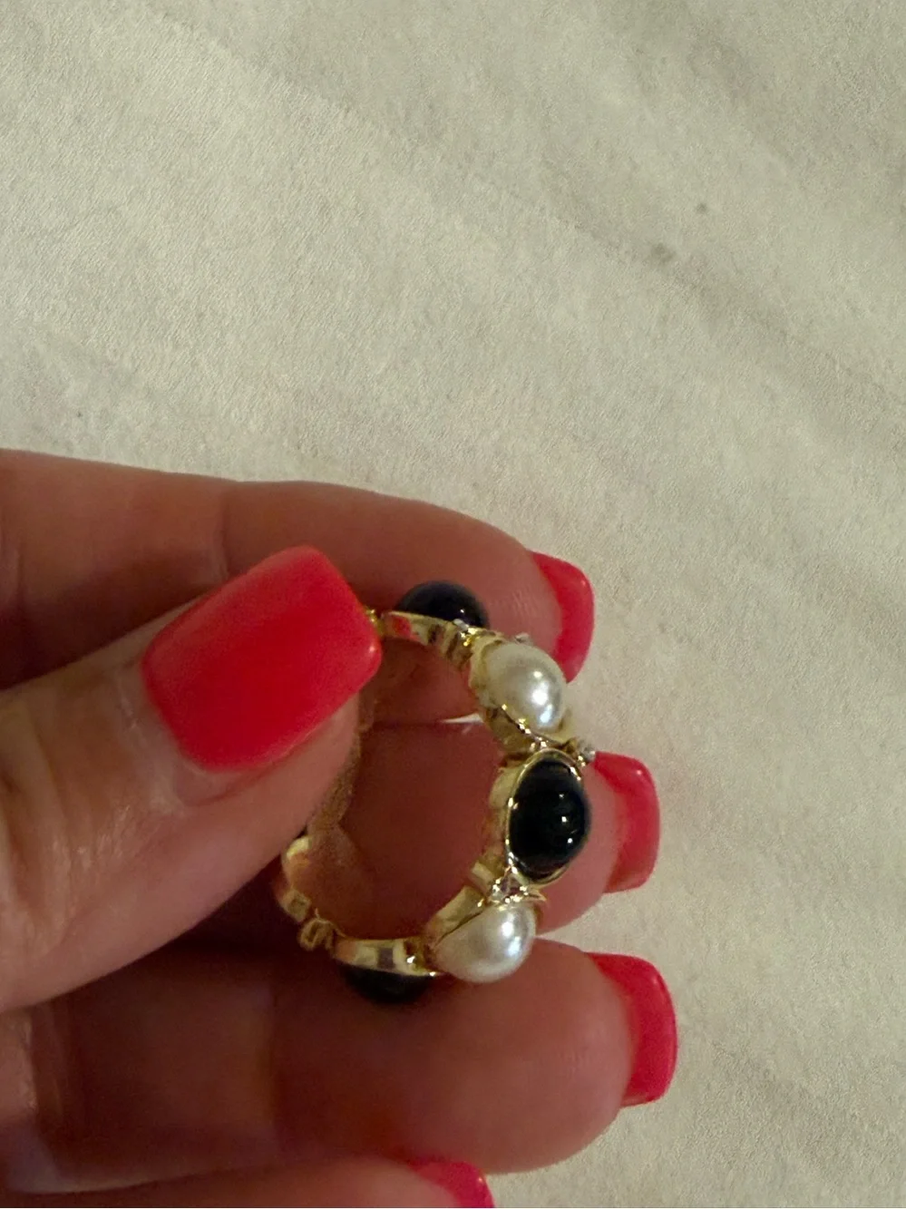 Park Lane tiramisu Gold  Ring with Black Onyx and Pearl Accents